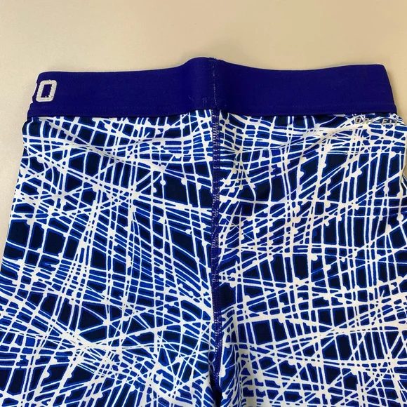 Women's Nike Pro Crop Leggings Blue & White Abstract Print Small Dri-Fit - Picture 14 of 16